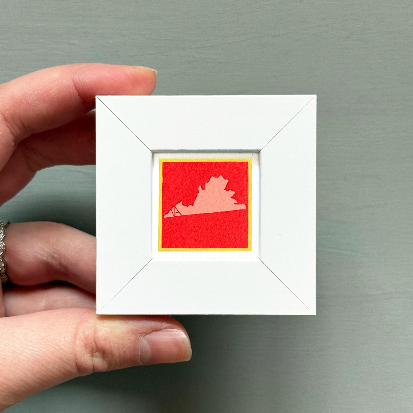 Miniature Virginia State Art PRINT - Tiny Gouache 1-Inch Mini Wall Decor