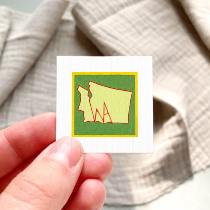 Miniature Washington State Art PRINT - Tiny Gouache 1-Inch Mini Wall Decor
