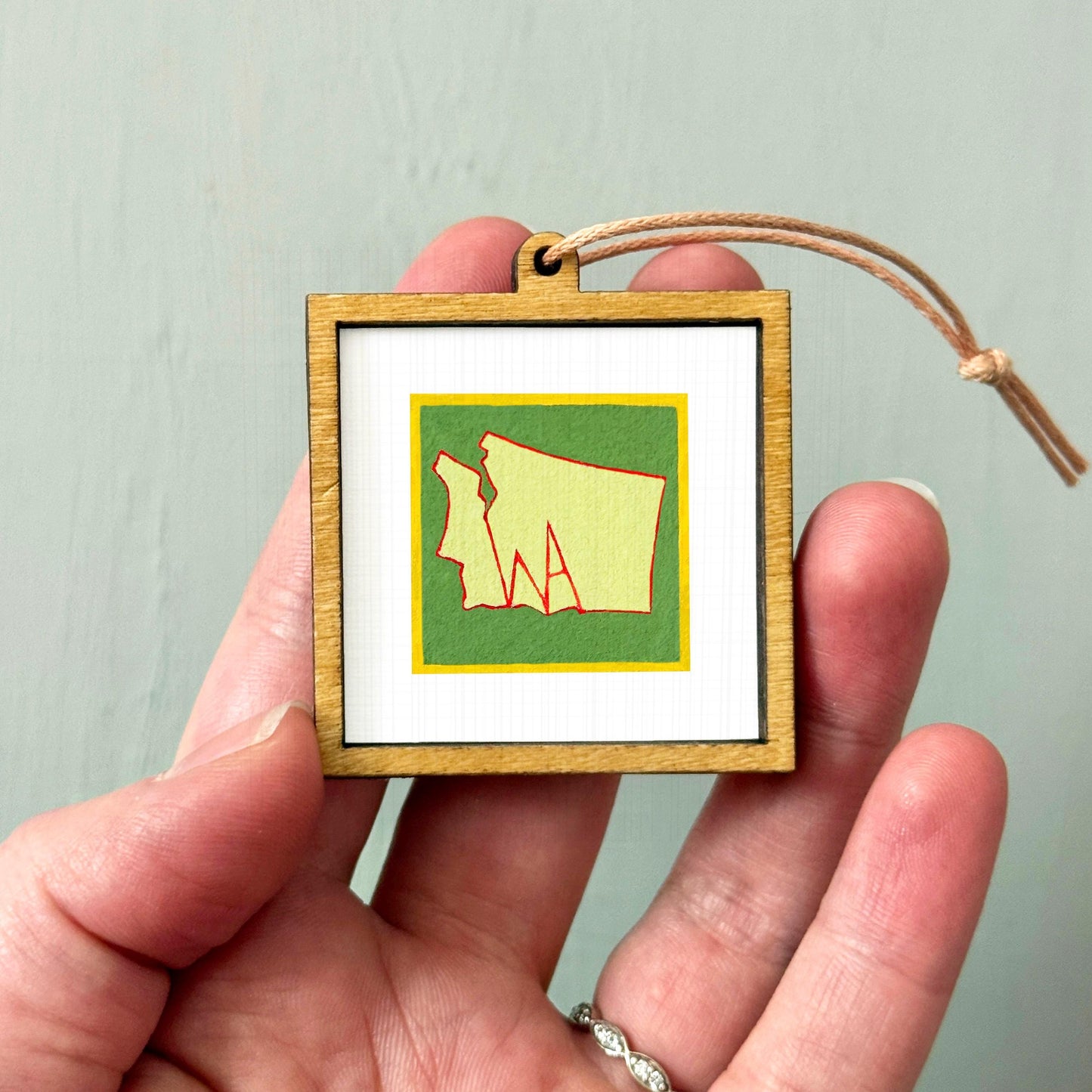 Miniature Washington State Art PRINT - Tiny Gouache 1-Inch Mini Wall Decor