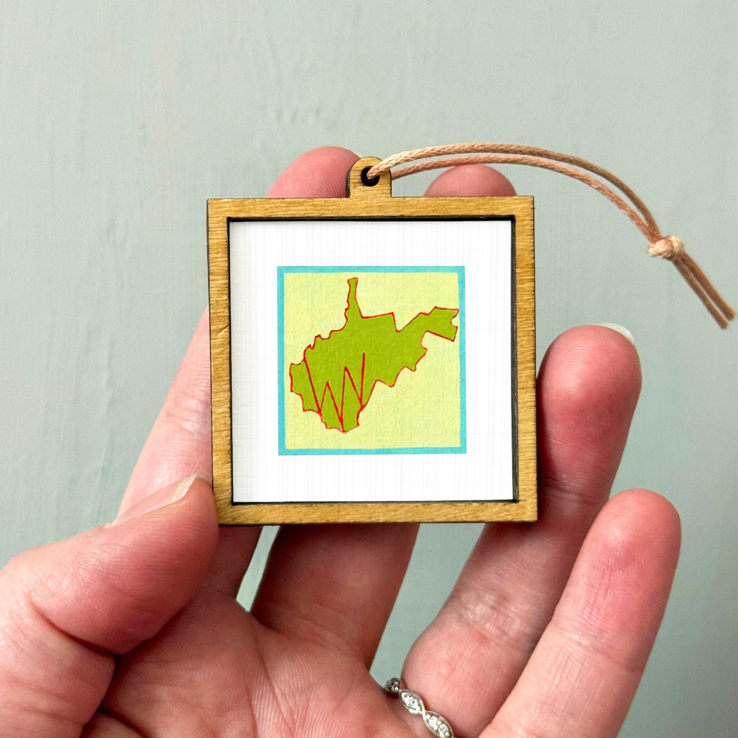 Miniature West Virginia State Art PRINT - Tiny Gouache 1-Inch Mini Wall Decor