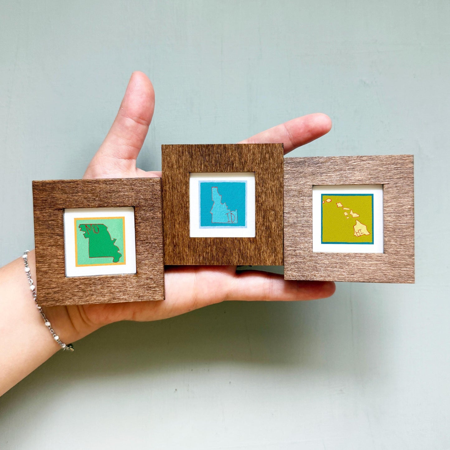 Mini 1" State Map Outlines Gouache Art PRINTS