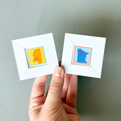 Mini 1" State Map Outlines Gouache Art PRINTS