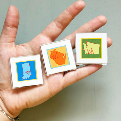 Mini 1" State Map Outlines Gouache Art PRINTS