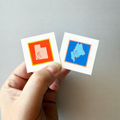Mini 1" State Map Outlines Gouache Art PRINTS