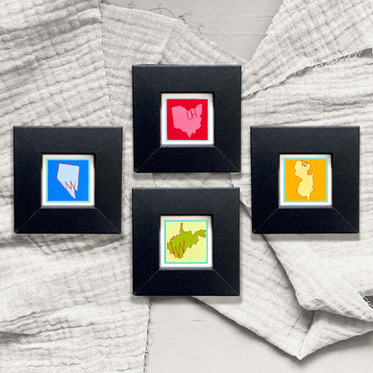 Mini 1" State Map Outlines Gouache Art PRINTS