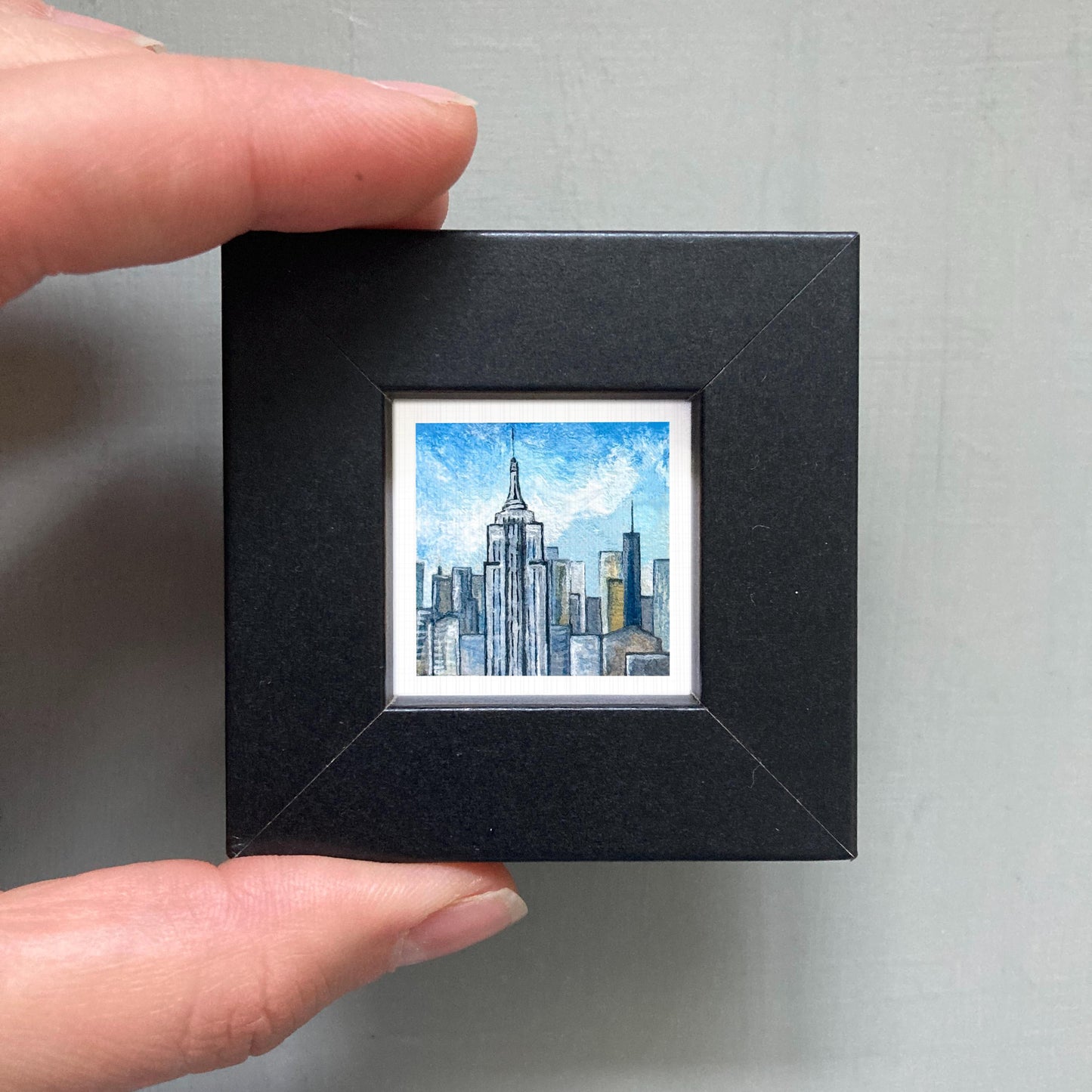 Mini 1" Empire State Building NYC New York City Print Tiny Watercolor Art PRINT