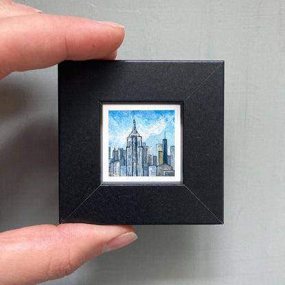Mini 1" Empire State Building NYC New York City Print Tiny Watercolor Art PRINT