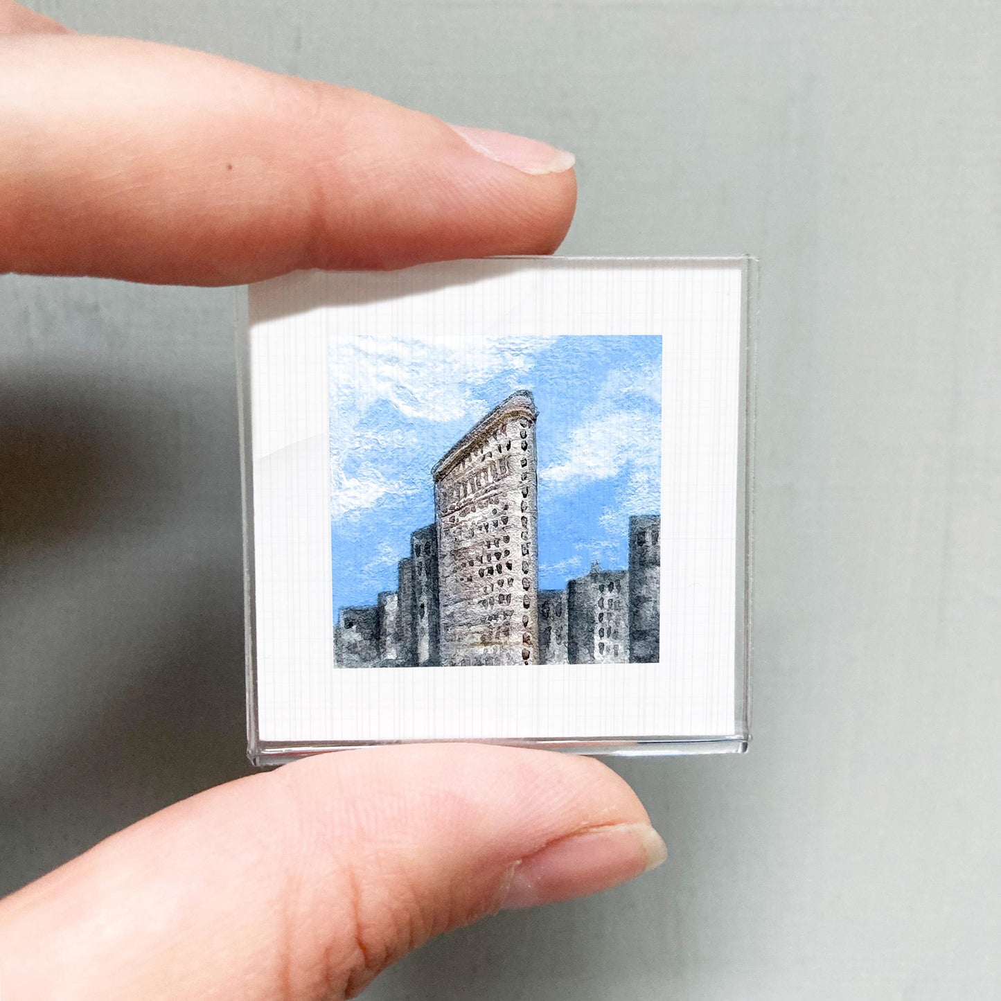 Mini 1" Flatiron Building NYC New York City Print Tiny Watercolor Art PRINT