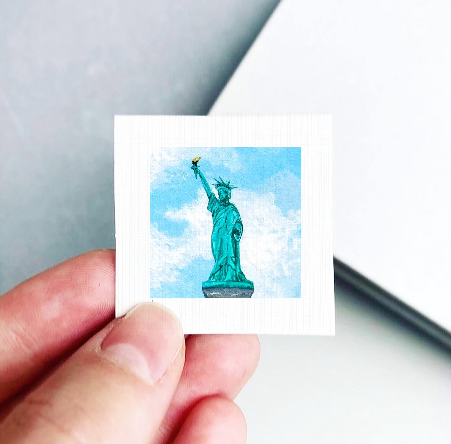 Mini 1" Statue of Liberty NYC New York City Print Tiny Watercolor Art PRINT