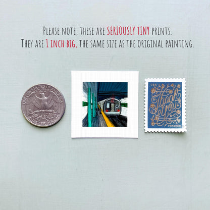 Mini 1" Subway Station NYC New York City Print Tiny Watercolor Art PRINT