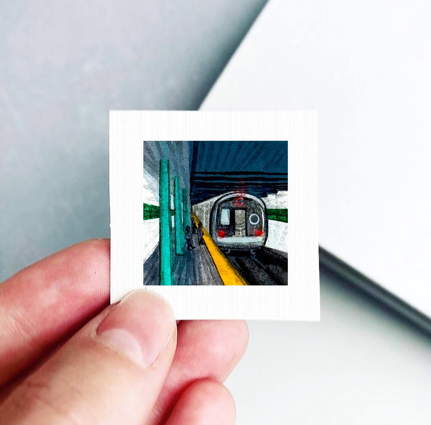 Mini 1" Subway Station NYC New York City Print Tiny Watercolor Art PRINT