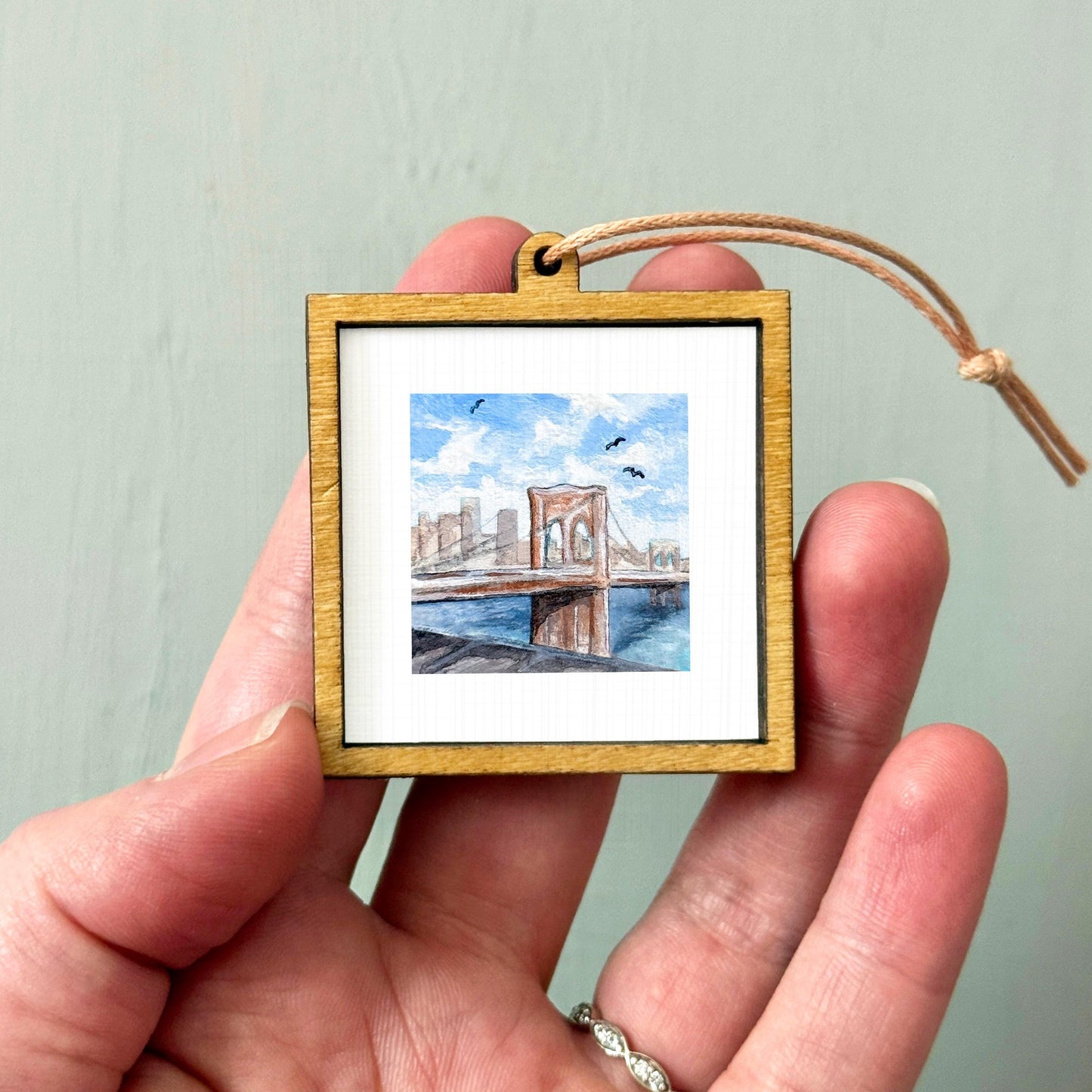 Mini 1" Brooklyn Bridge NYC New York City Print Tiny Watercolor Art PRINT