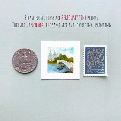 Mini 1" Central Park NYC New York City Print Tiny Watercolor Art PRINT