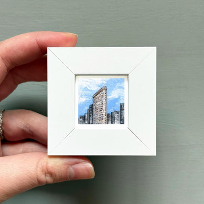 Mini 1" Flatiron Building NYC New York City Print Tiny Watercolor Art PRINT