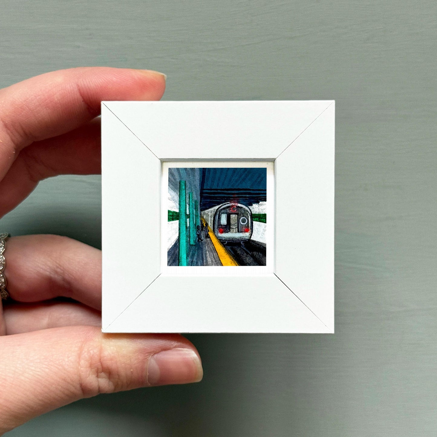 Mini 1" Subway Station NYC New York City Print Tiny Watercolor Art PRINT