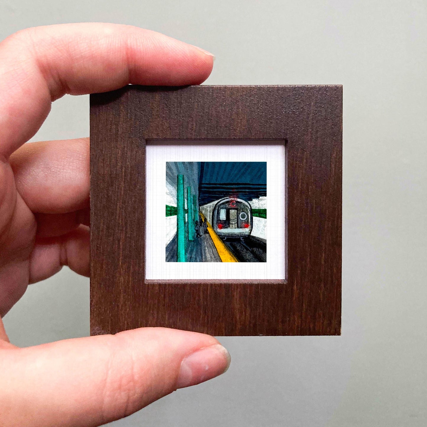 Mini 1" Subway Station NYC New York City Print Tiny Watercolor Art PRINT