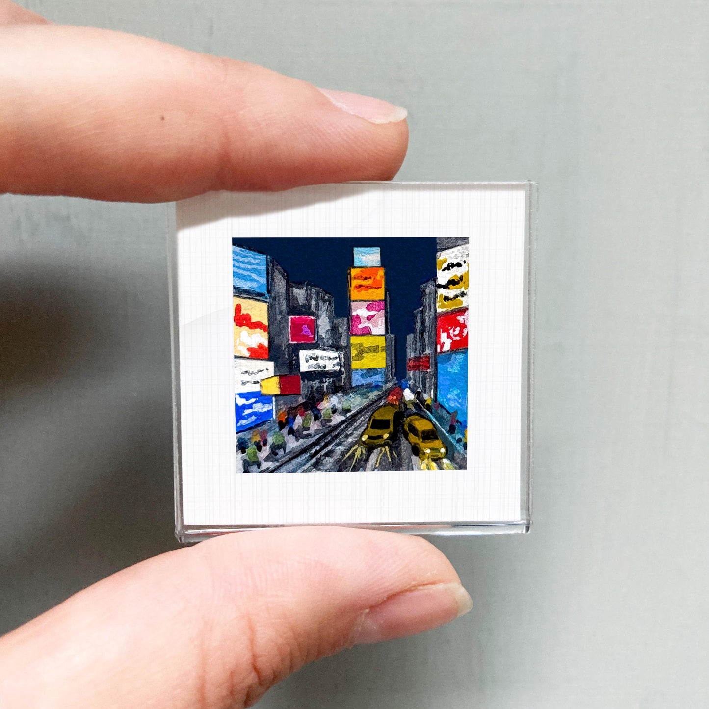Mini 1" Times Square NYC New York City Print Tiny Watercolor Art PRINT