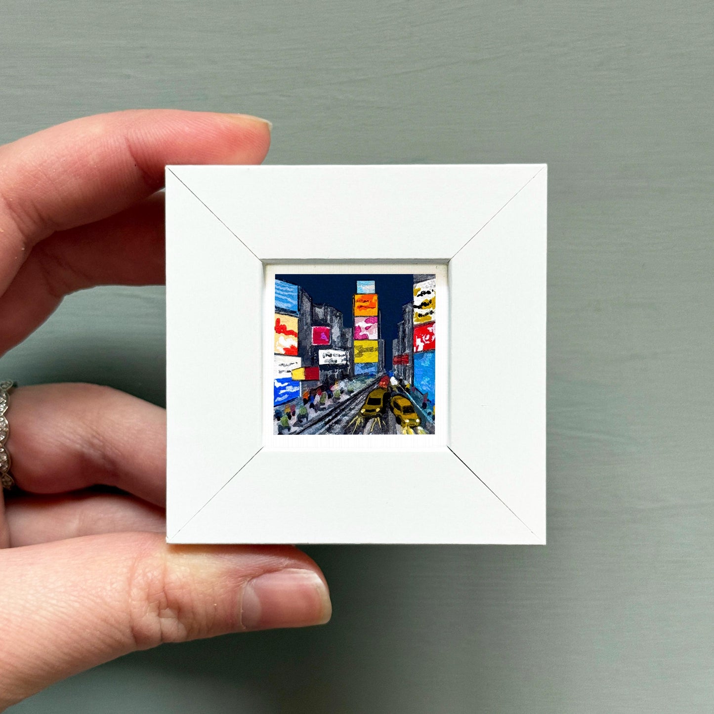 Mini 1" Times Square NYC New York City Print Tiny Watercolor Art PRINT