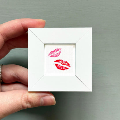 Lips Lipstick Kiss Art PRINT - Tiny Valentine Watercolor 1-Inch Mini Wall Decor