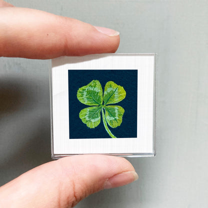 Mini 1" Lucky Clover Saint Patrick's Day Leprechaun Print Tiny Watercolor Art PRINT