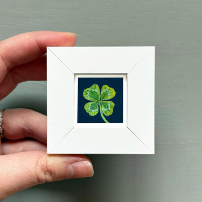 Mini 1" Lucky Clover Saint Patrick's Day Leprechaun Print Tiny Watercolor Art PRINT