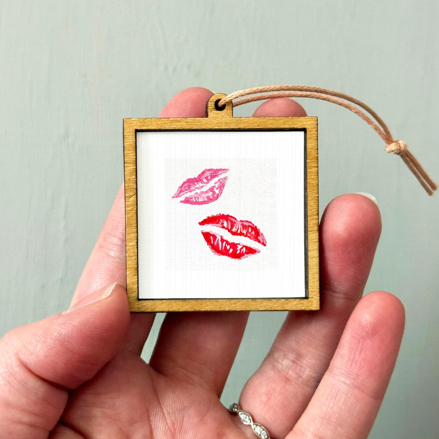 Lips Lipstick Kiss Art PRINT - Tiny Valentine Watercolor 1-Inch Mini Wall Decor