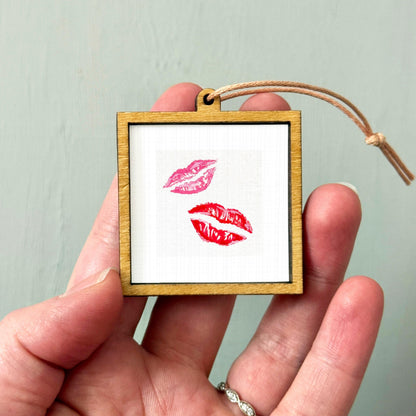 Lips Lipstick Kiss Art PRINT - Tiny Valentine Watercolor 1-Inch Mini Wall Decor