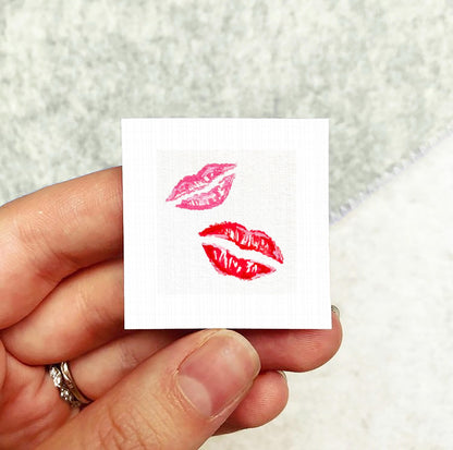 Lips Lipstick Kiss Art PRINT - Tiny Valentine Watercolor 1-Inch Mini Wall Decor
