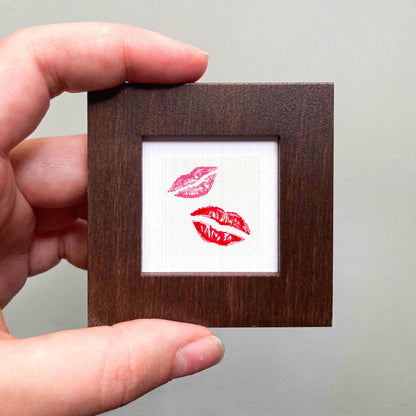 Lips Lipstick Kiss Art PRINT - Tiny Valentine Watercolor 1-Inch Mini Wall Decor