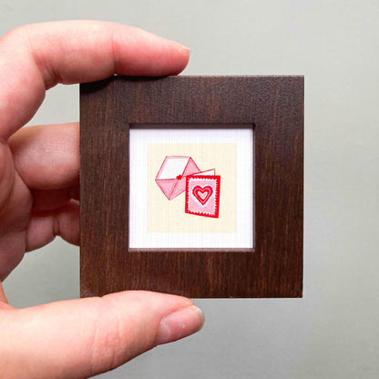 Love Note Valentine Card Art PRINT - Tiny Watercolor 1-Inch Mini Wall Decor
