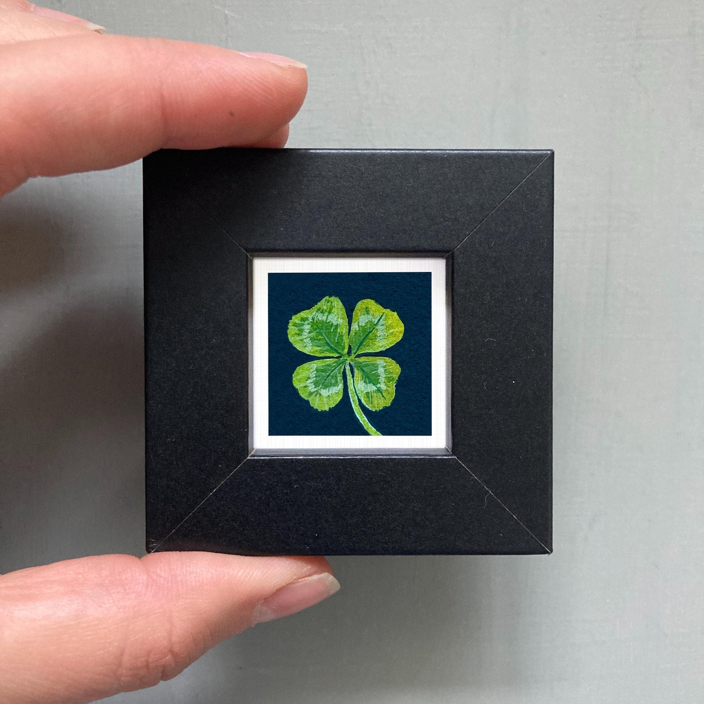 Mini 1" Lucky Clover Saint Patrick's Day Leprechaun Print Tiny Watercolor Art PRINT
