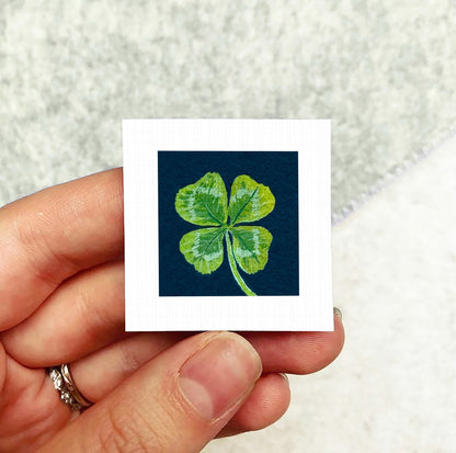 Mini 1" Lucky Clover Saint Patrick's Day Leprechaun Print Tiny Watercolor Art PRINT