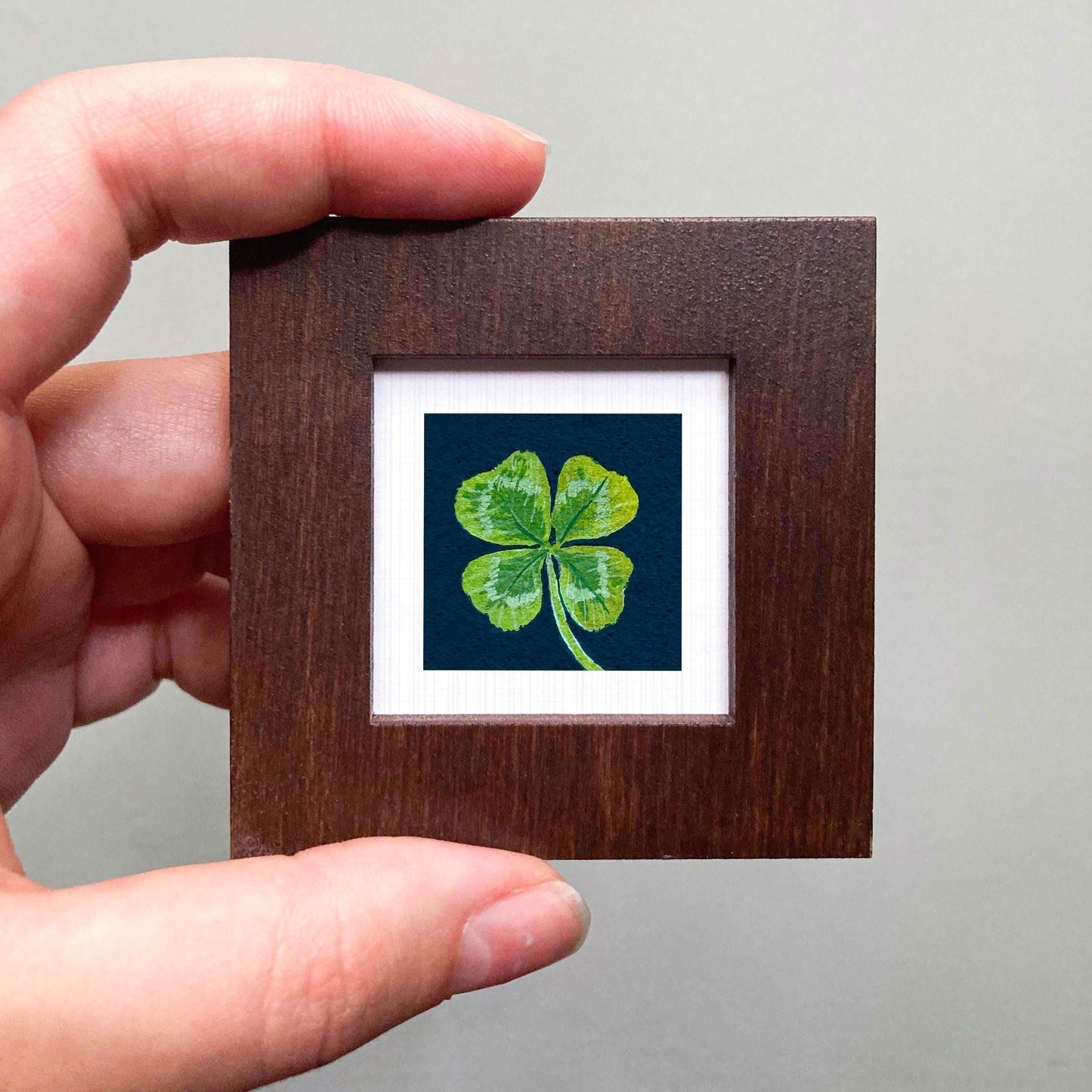 Mini 1" Lucky Clover Saint Patrick's Day Leprechaun Print Tiny Watercolor Art PRINT