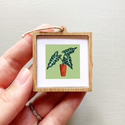 Mini 1" Alocasia Houseplant, African Mask Watercolor Print