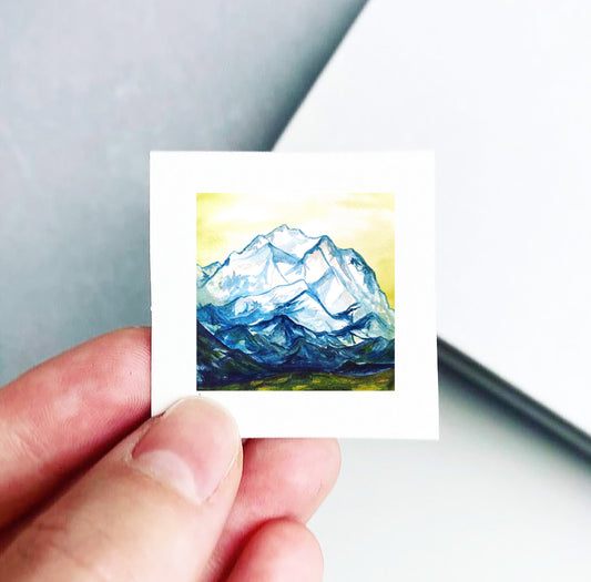 Mini 1" Denali Mount McKinley, Alaska Watercolor Print