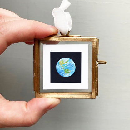 Mini 1" Planet Earth Watercolor Print