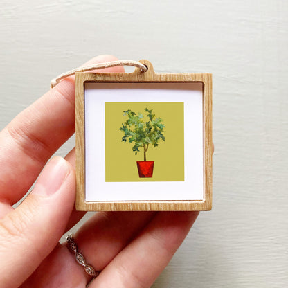 ORIGINAL Mini 1" Ficus Houseplant Watercolor Painting