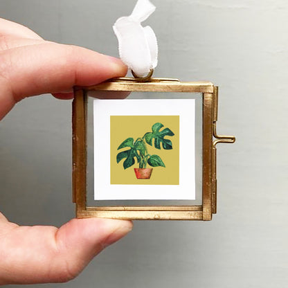 Mini 1" Monstera Houseplant, Swiss Cheese Plant Watercolor Print