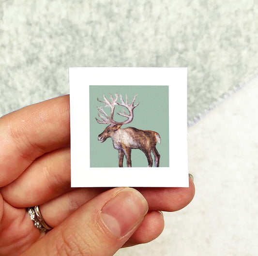 Mini 1" Reindeer Watercolor Print