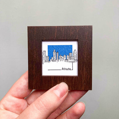 Mini Atlanta, Georgia Skyline 1.5" Watercolor and Ink Art PRINT