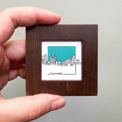 Mini Cincinnati, Ohio 1.5" Watercolor and Ink Art PRINT