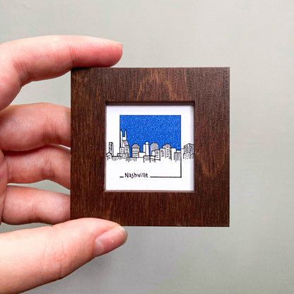 Mini Nashville, Tennessee 1.5" USA City Skyline Tiny Watercolor and Ink Art PRINT