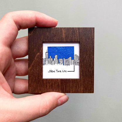 Mini New York City, NYC 1.5" Watercolor and Ink Art PRINT