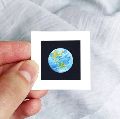 Mini 1" Planet Earth Watercolor Print