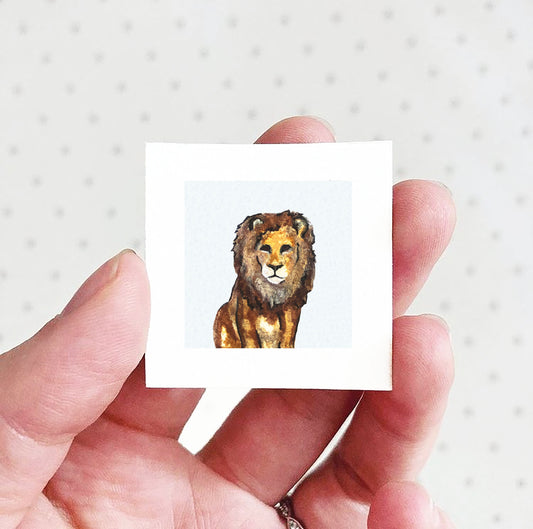 Mini 1" Lion Watercolor Print