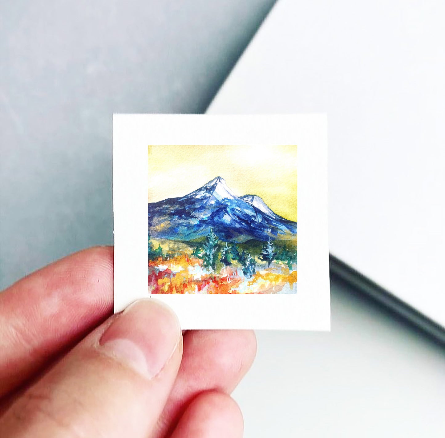 Mini 1" Mount Shasta, California Watercolor Print