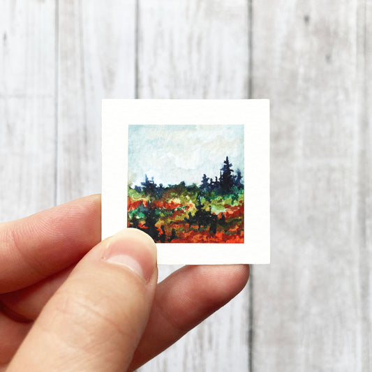 Mini 1" Pine Forest Watercolor Print