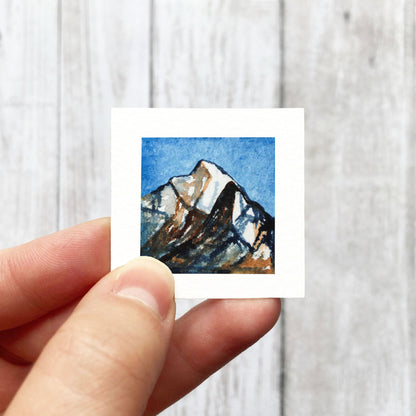 Mini 1" Snowy Mountain Peak Watercolor Print