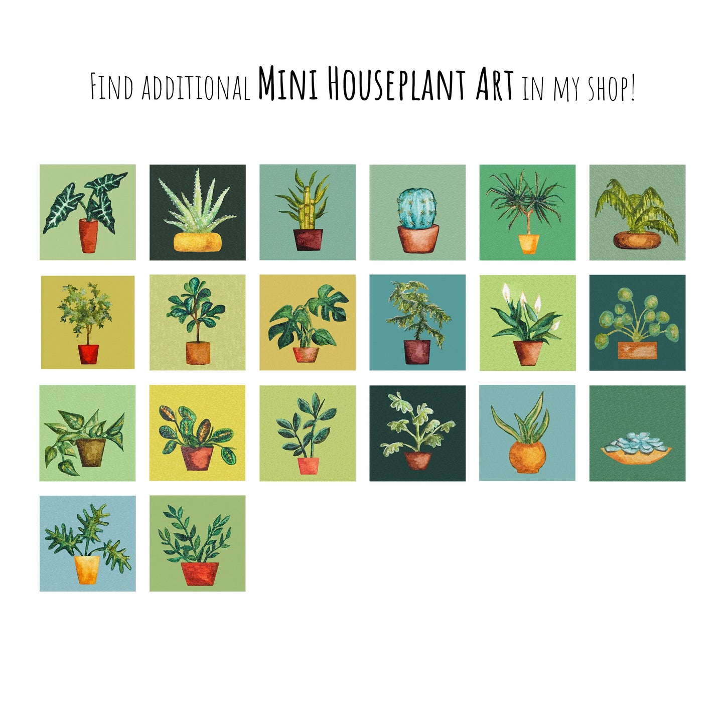 Mini 1" Prayer Plant Houseplant Watercolor Print