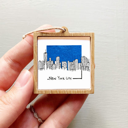 Mini New York City, NYC 1.5" Watercolor and Ink Art PRINT